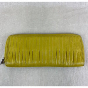 Hobo International Rebecca Pleated Mustard Leather Baggette Clutch